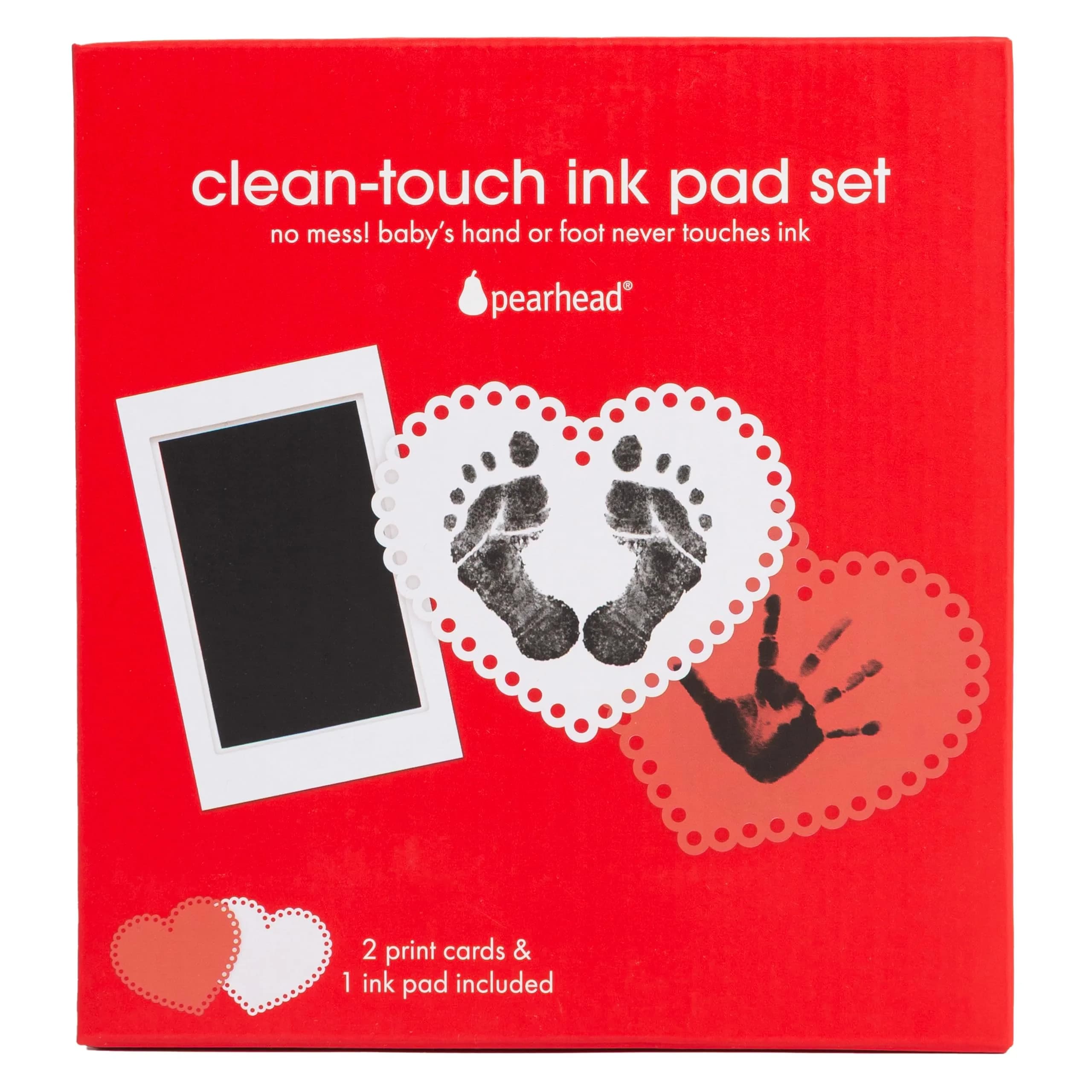 Pearhead Pumpkin Clean-Touch Ink Pad Set with 2 Impression Cards | Baby's First Halloween Keepsake — Red Hearts