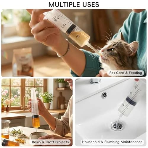 DEPEPE 200ml Large Plastic Syringe with 47in Tubing & Luer Connections (2-Pack, Transparent) thumbnail 8