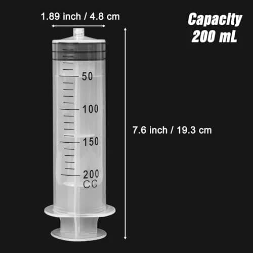DEPEPE 200ml Large Plastic Syringe with 47in Tubing & Luer Connections (2-Pack, Transparent) thumbnail 2
