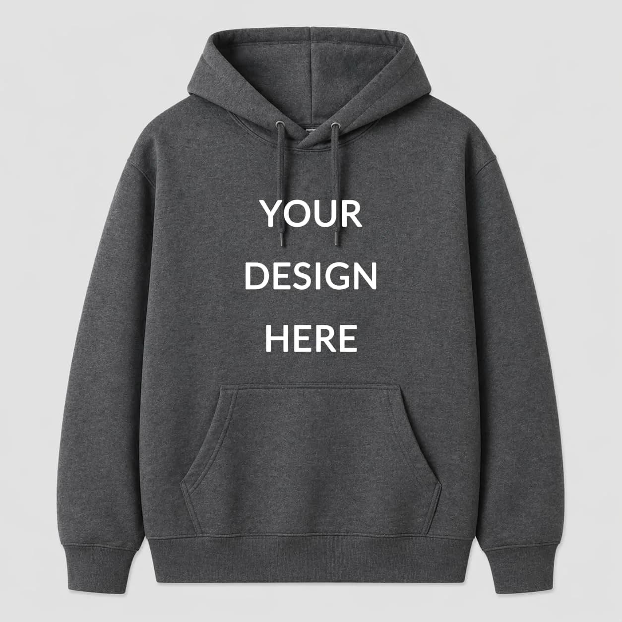 Maydear Custom Hoodie for Men & Women Unisex Pullover Sweatshirt with Kangaroo Pocket, Black — Dark Gray / One Size