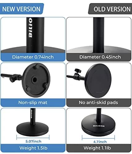 BILIONE Multifunctional Desktop Microphone Stand 2-Pack | Professional Recording Studio Equipment with Pop Filter & Shock Mount thumbnail 7