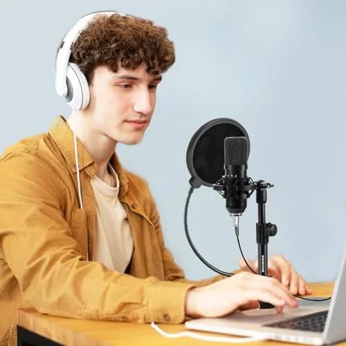 BILIONE Multifunctional Desktop Microphone Stand 2-Pack | Professional Recording Studio Equipment with Pop Filter & Shock Mount thumbnail 2
