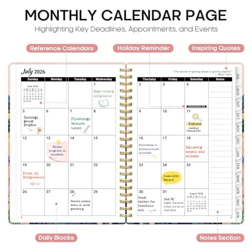 Taja Academic Planner 2026-2027, Jul 2026-Jun 2027 Monthly & Weekly Calendar Planner (A5 Size, 6.3"x8.5") | Acid-Free Paper Planner thumbnail 2