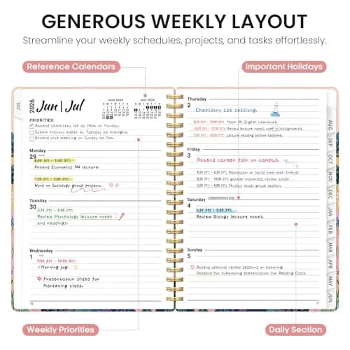 Taja Academic Planner 2026-2027, Jul 2026-Jun 2027 Monthly & Weekly Calendar Planner (A5 Size, 6.3"x8.5") | Acid-Free Paper Planner thumbnail 3