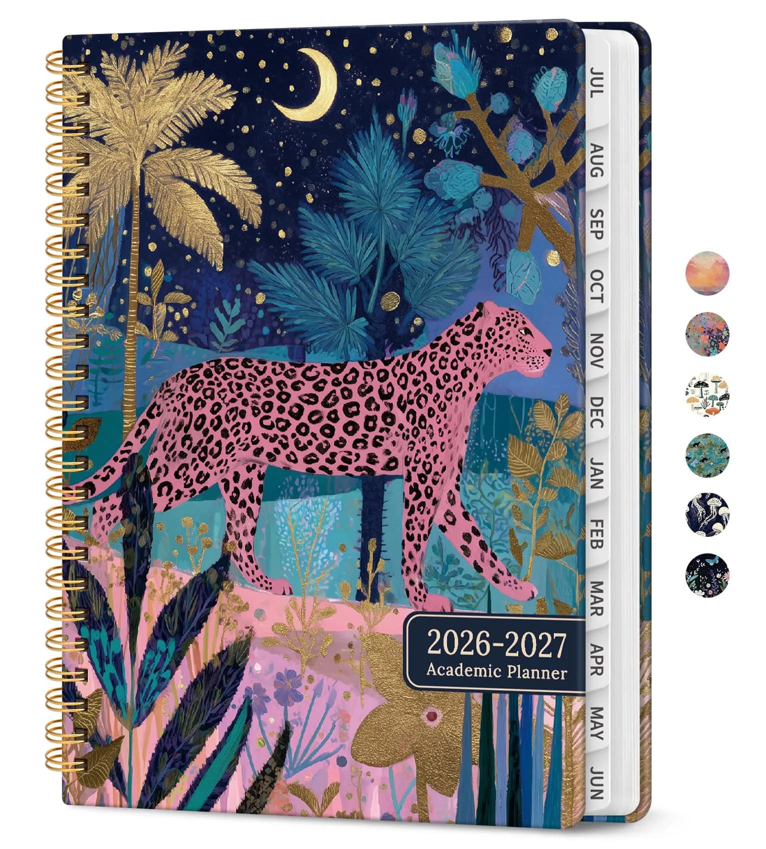 Taja Academic Planner 2026-2027, Jul 2026-Jun 2027 Monthly & Weekly Planner, 8.5x11 Inches | Year-Long Organization for Students & Professionals — Midnight Jungle