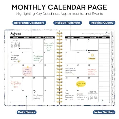 Taja Academic Planner 2026-2027, Monthly & Weekly Jul 2026-Jun 2027 Planner, 16cm (6.3") x 21.7cm (8.5") | Organized Planning for Students & Professionals thumbnail 2