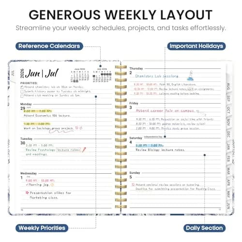 Taja Academic Planner 2026-2027, Monthly & Weekly Jul 2026-Jun 2027 Planner, 16cm (6.3") x 21.7cm (8.5") | Organized Planning for Students & Professionals thumbnail 3