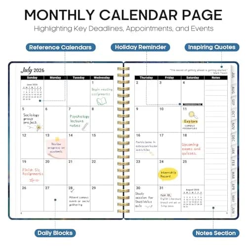 Taja Academic Planner 2026-2027, Jul 2026-Jun 2027 Monthly & Weekly Planner, 8.5x11 Inches | Year-Long Organization for Students & Professionals thumbnail 2