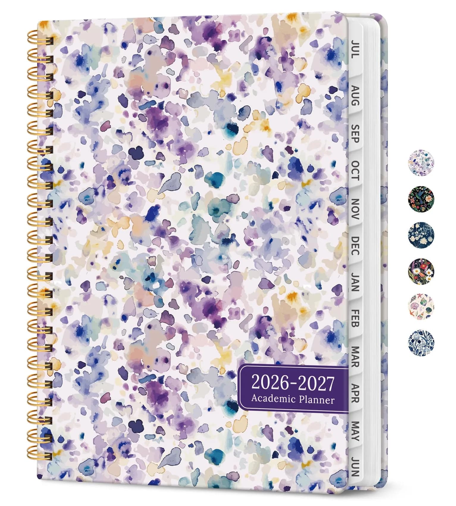 Taja Academic Planner 2026-2027, Monthly & Weekly, 6.3"x8.5" (A5) | Smooth Ink Flow, Acid-Free Paper — A-Purple Blocks / 8.5"x11"
