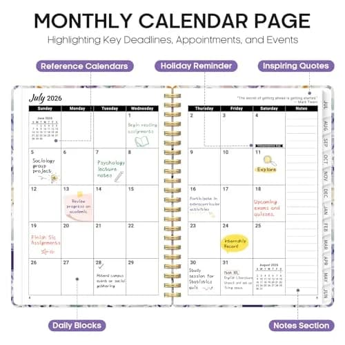 Taja Academic Planner 2026-2027, Monthly & Weekly, 6.3"x8.5" (A5) | Smooth Ink Flow, Acid-Free Paper thumbnail 2