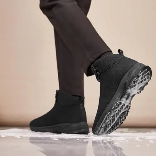 SHULOOK Black Non Slip Work Boots for Men — Size 7 Wide | Restaurant Kitchen Food Service Ankle High thumbnail 2