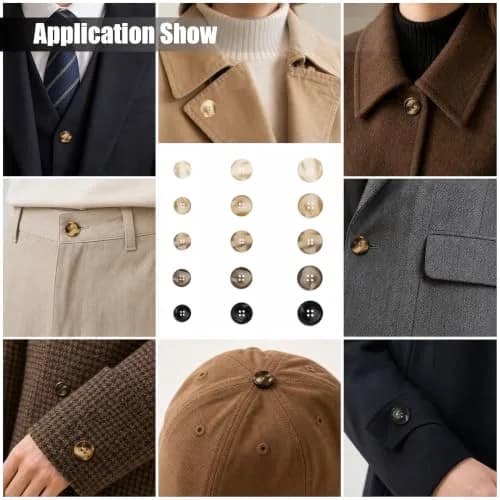 Renashed Faux Buffalo Horn Suit Coat Buttons 15mm, 20mm, 25mm (120-Piece Set) | Resin Buttons for Coats, Jackets, and Crafts thumbnail 7