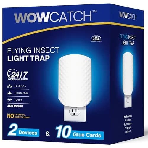 WowCatch Flying Insect Trap for Indoors, Plug-in Fly Trap Bug Catcher with Sticky Cards, 2 Devices + 10 Refills | Upgraded Blue UV Light thumbnail 1