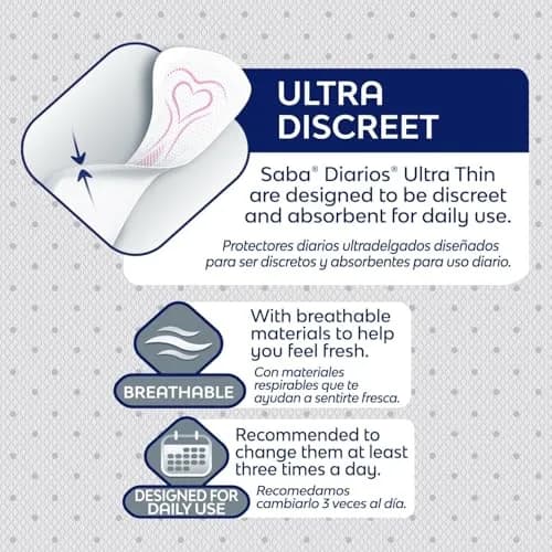 Saba Diarios Ultra Thin Multishape Panty Liners 120 Count | Light Daily Protection, Discreet & Comfortable thumbnail 4