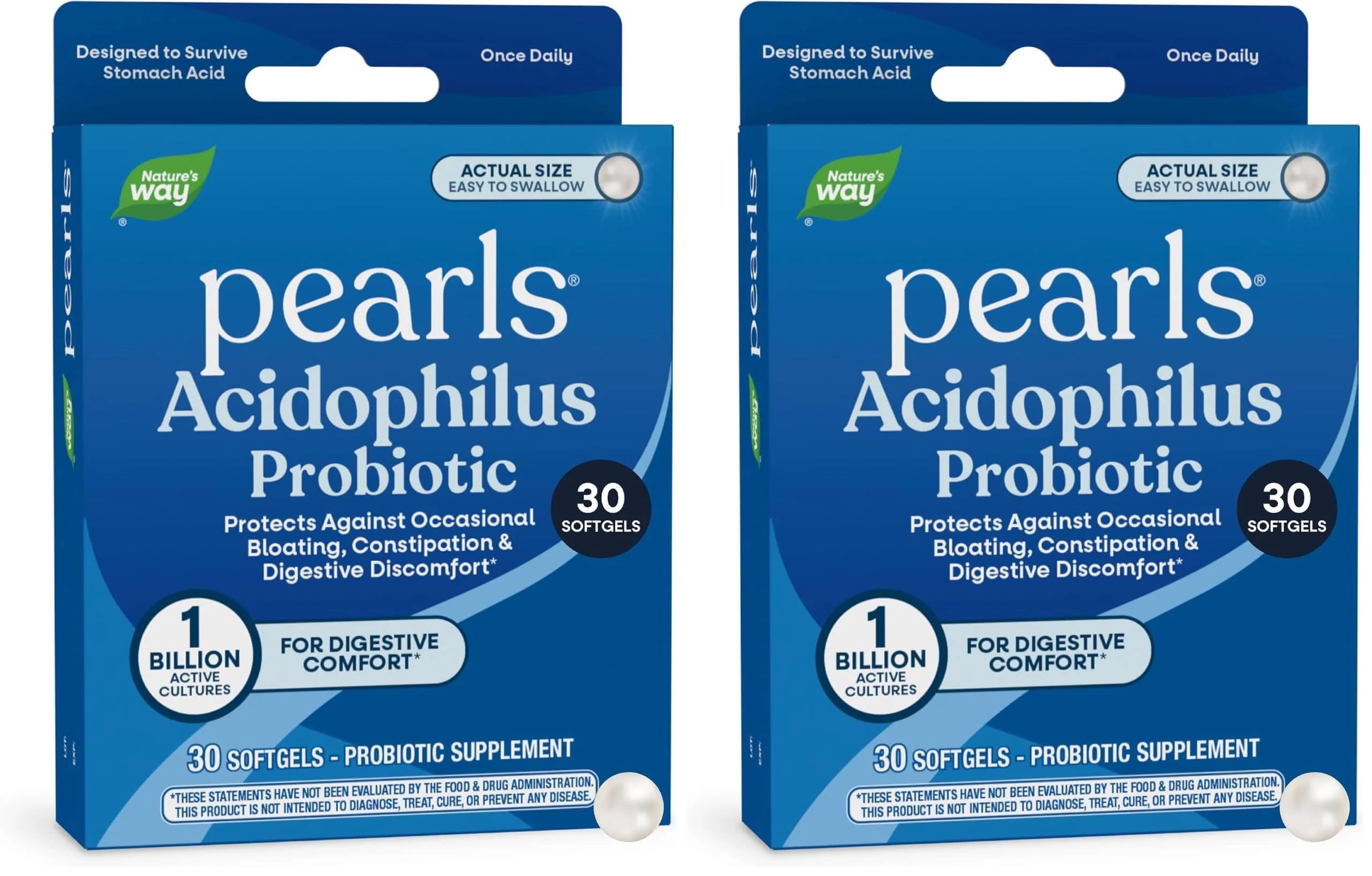 Nature's Way Probiotic Pearls Acidophilus Softgels 60 Count (Pack of 2) | Supports Digestive Balance & Gut Health — White