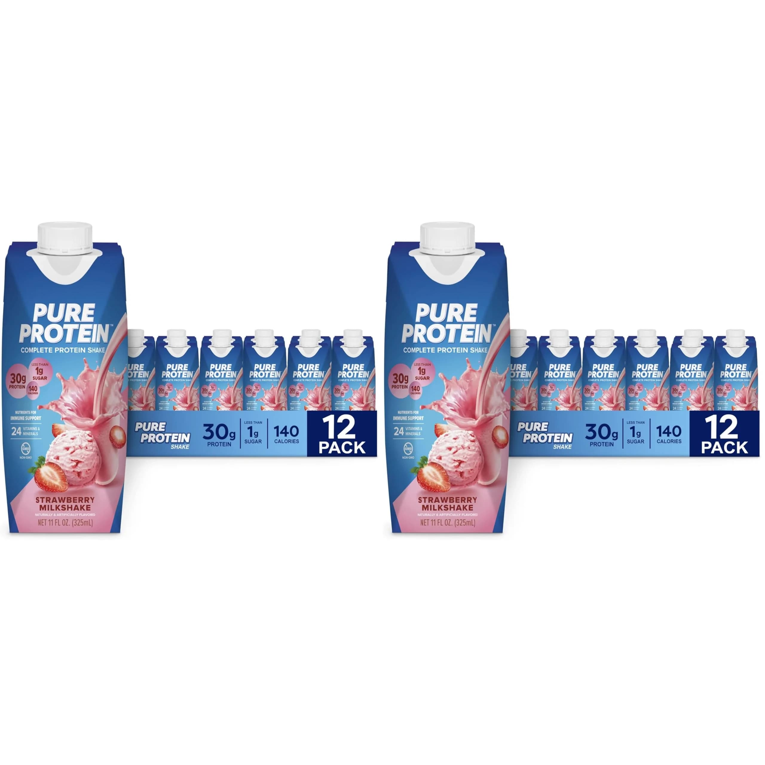 Pure Protein Strawberry Protein Shake 264ml (8.95 Fl Oz) | 30g Complete Protein, Keto-Friendly, Immune Support