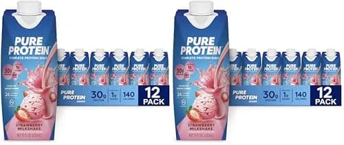 Pure Protein Strawberry Protein Shake 264ml (8.95 Fl Oz) | 30g Complete Protein, Keto-Friendly, Immune Support thumbnail 1