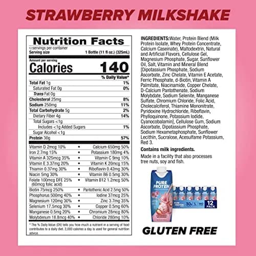 Pure Protein Strawberry Protein Shake 264ml (8.95 Fl Oz) | 30g Complete Protein, Keto-Friendly, Immune Support thumbnail 3