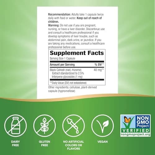Nature's Way Black Cohosh Premium Extract Vegan Capsules 240 Count (120 Count Pack of 2) thumbnail 5