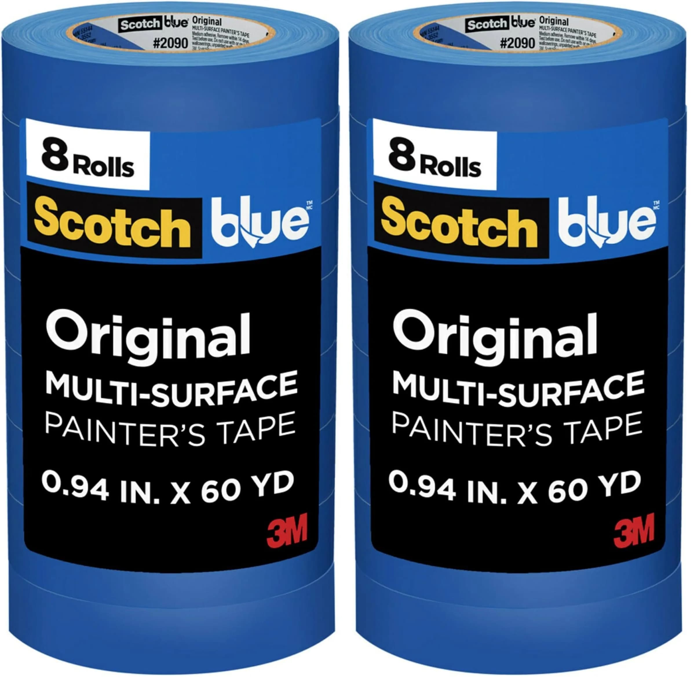 ScotchBlue Original Multi-Surface Painter's Tape 2.4cm (0.94") x 54.9m (60 Yds) Rolls | 14-Day Clean Removal