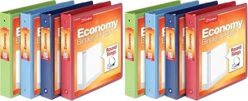 Cardinal 3 Ring Binders, Round Rings, 1.5 Inch, 350 Sheet Capacity, Pack of 8 | ClearVue Presentation View, Non-Stick, Assorted Colors thumbnail 1