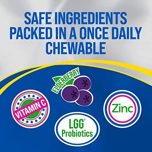 Culturelle Immune Defense Probiotic with Vitamin C, D & Elderberry Mixed Berry Chewables 120 Count (240g / 8.4 oz) | 4-in-1 Immune Support for Kids Ages 3+ thumbnail 2