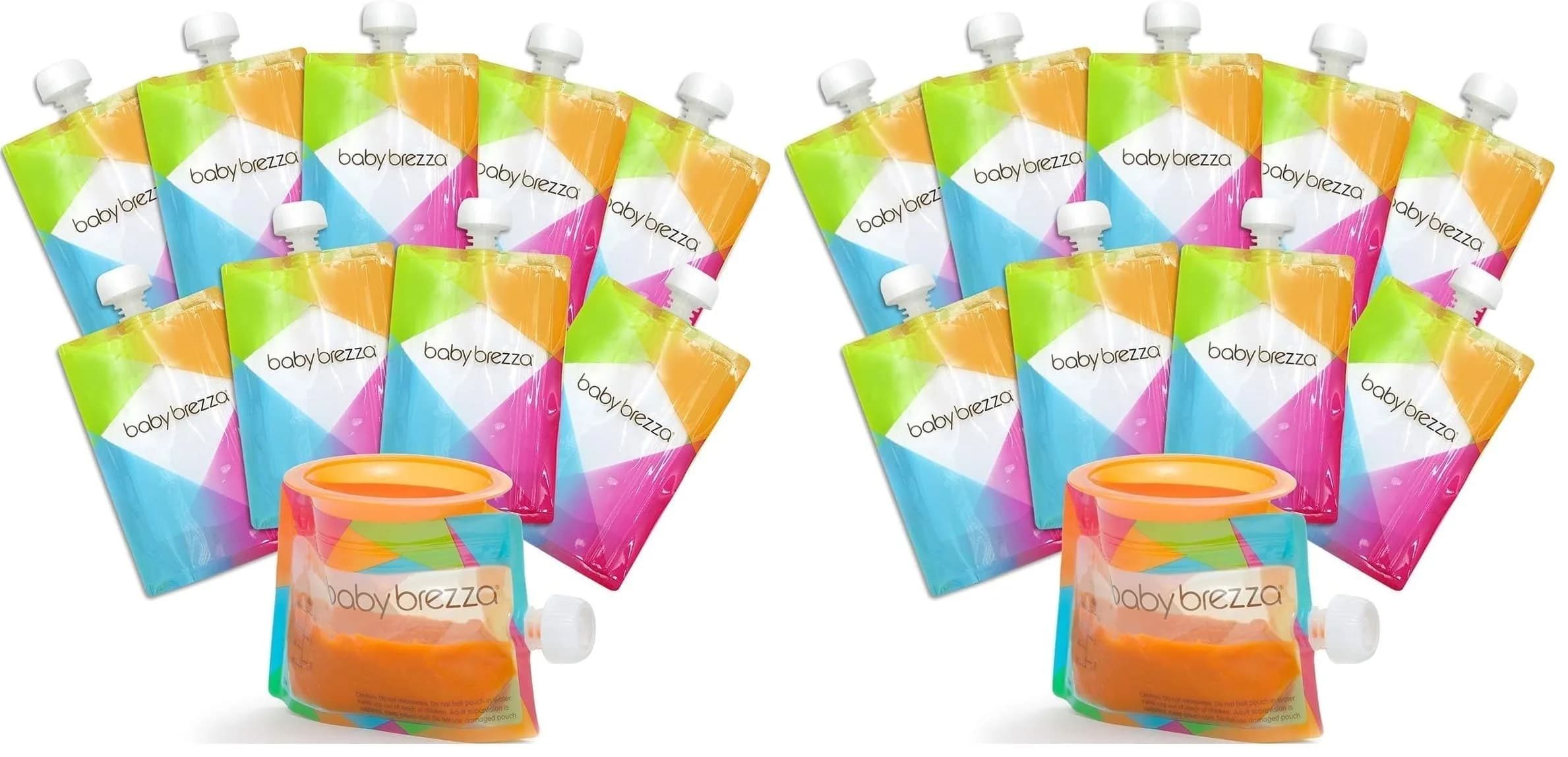 Baby Brezza Reusable Baby Food Storage Pouches, 10 Pack, 7oz | Leak-Proof, Food-Grade Plastic, Freezer & Dishwasher Safe — 멀티