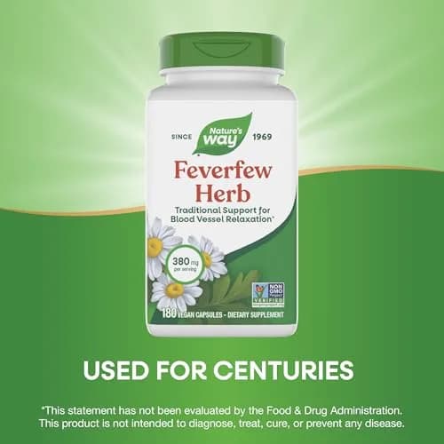 Nature's Way Feverfew Herb Capsules 380 mg (180 Count, Pack of 2) | Traditional Support for Blood Vessel Relaxation thumbnail 4