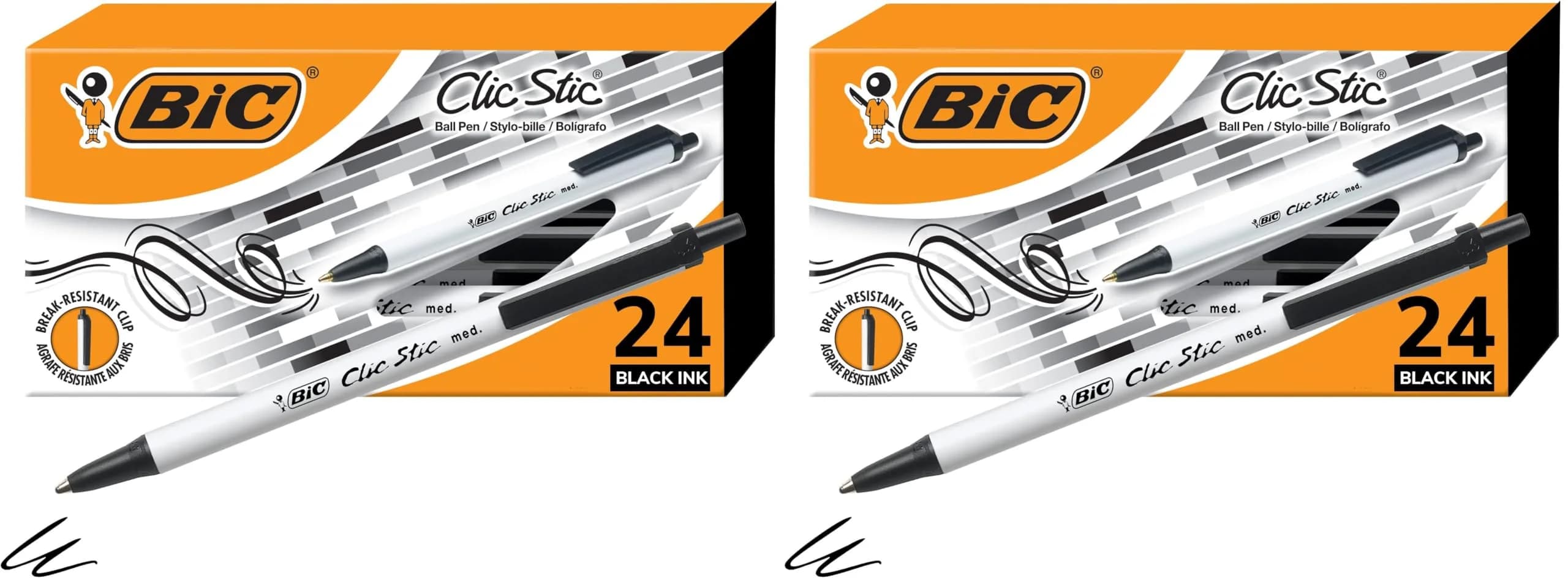 BIC Clic Stic Retractable Ballpoint Pens, Medium Point (1.0mm), 48 Count | Smooth Ink Flow — Black