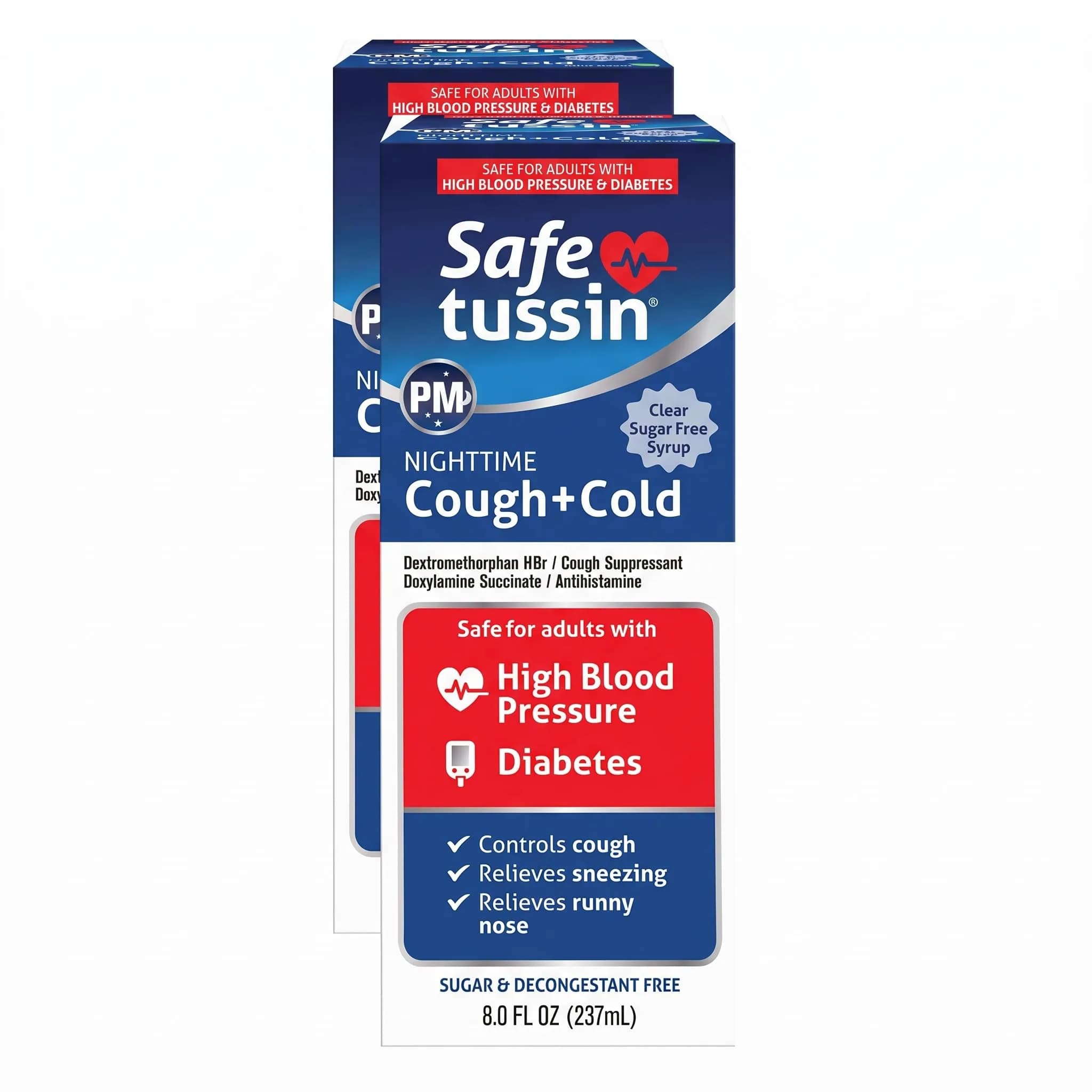 Safetussin PM Night Time Cold and Cough Medicine for Adults, 8 oz | 16 Fl Oz Syrup for Night Relief - main product image