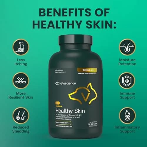 VetriScience Omega Healthy Skin Capsules 180 Count (90 Chews x 2) | Fish Oil Supplement for Dogs & Cats with 750mg Omega Fatty Acids thumbnail 5