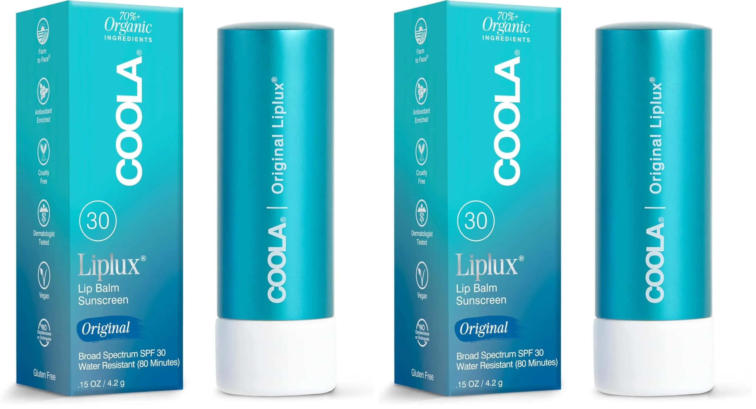 COOLA Liplux SPF 30 Organic Lip Balm Sunscreen 0.15 oz | Hydrating, Water-Resistant, Vegan - main product image