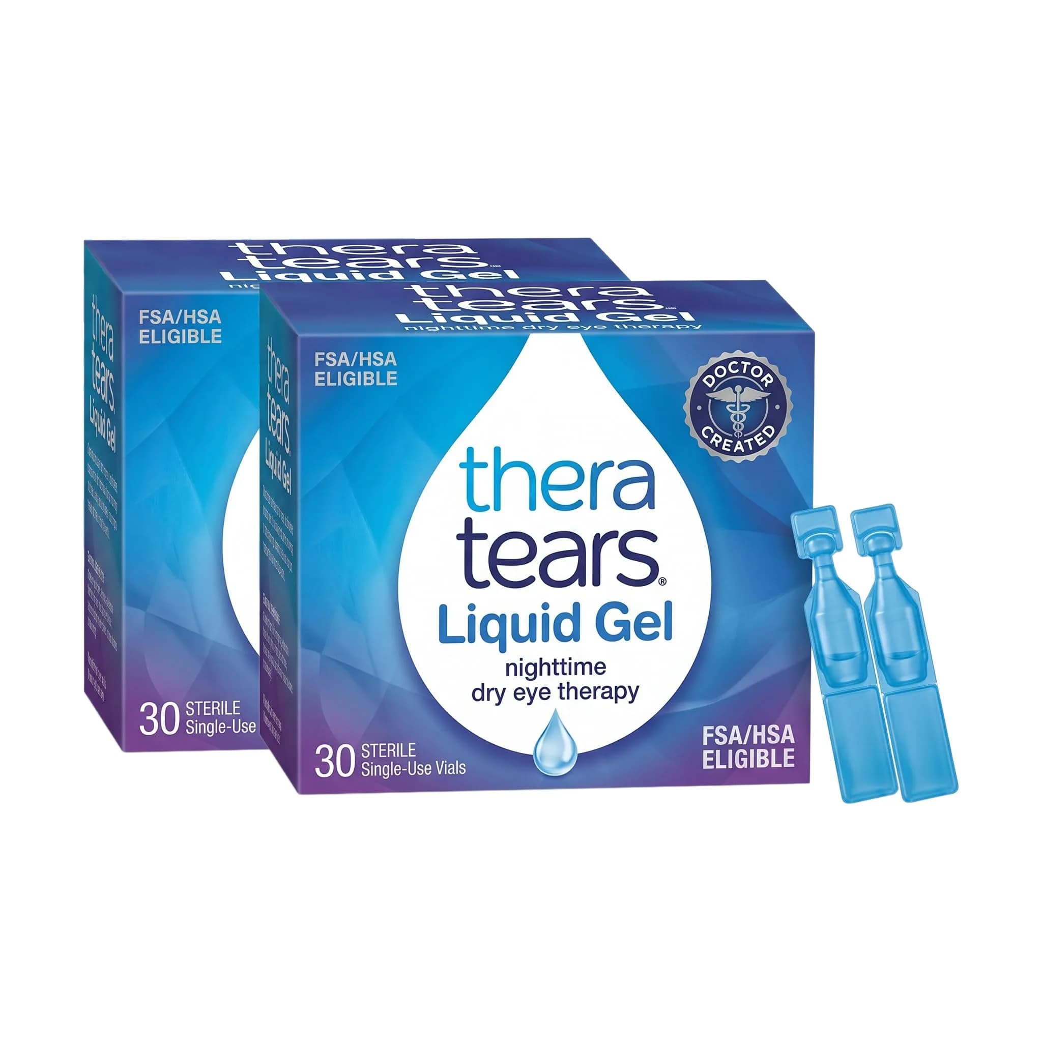 TheraTears Liquid Gel Nighttime Eye Drops for Dry Eyes | Preservative-Free, 30 Vials (Pack of 4) - main product image