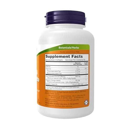 NOW Foods Pygeum & Saw Palmetto with Pumpkin Seed Oil Men's Health 240 Count (120 Count x 2) | Supports Healthy Prostate Function thumbnail 2