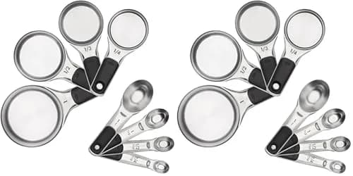 OXO Good Grips Stainless Steel Measuring Cups and Spoons Set (2-Pack, 8-Piece Each) | Magnetic Handles for Easy Storage & Leveling Accuracy thumbnail 1