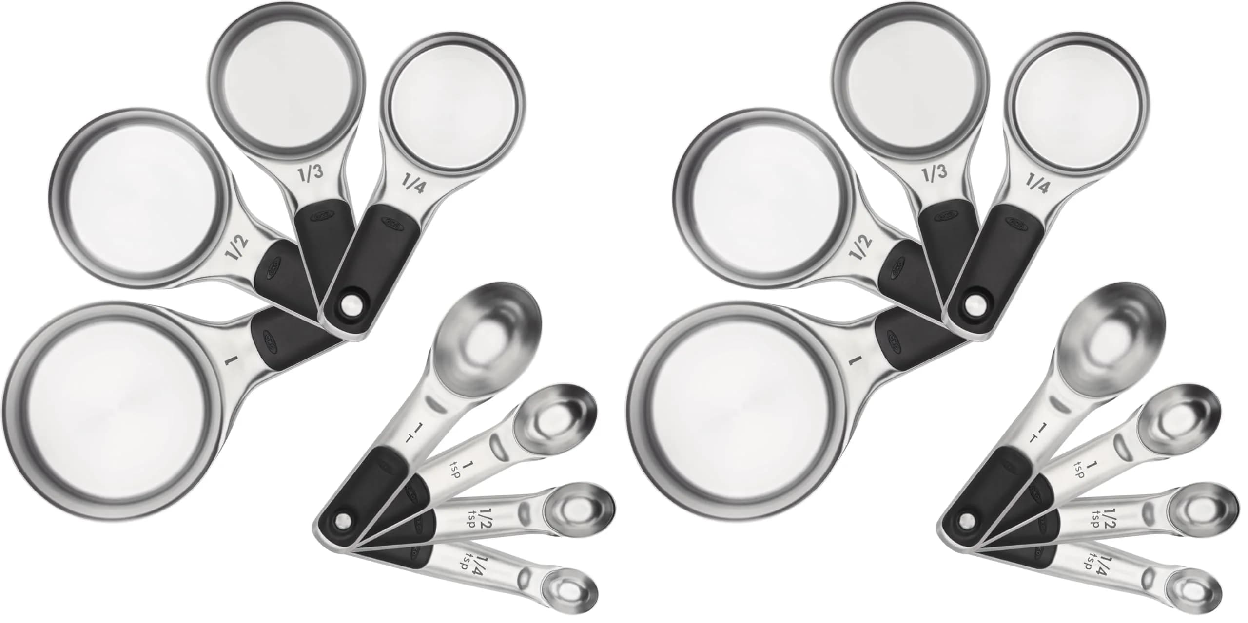 OXO Good Grips Stainless Steel Measuring Cups and Spoons Set (2-Pack, 8-Piece Each) | Magnetic Handles for Easy Storage & Leveling Accuracy
