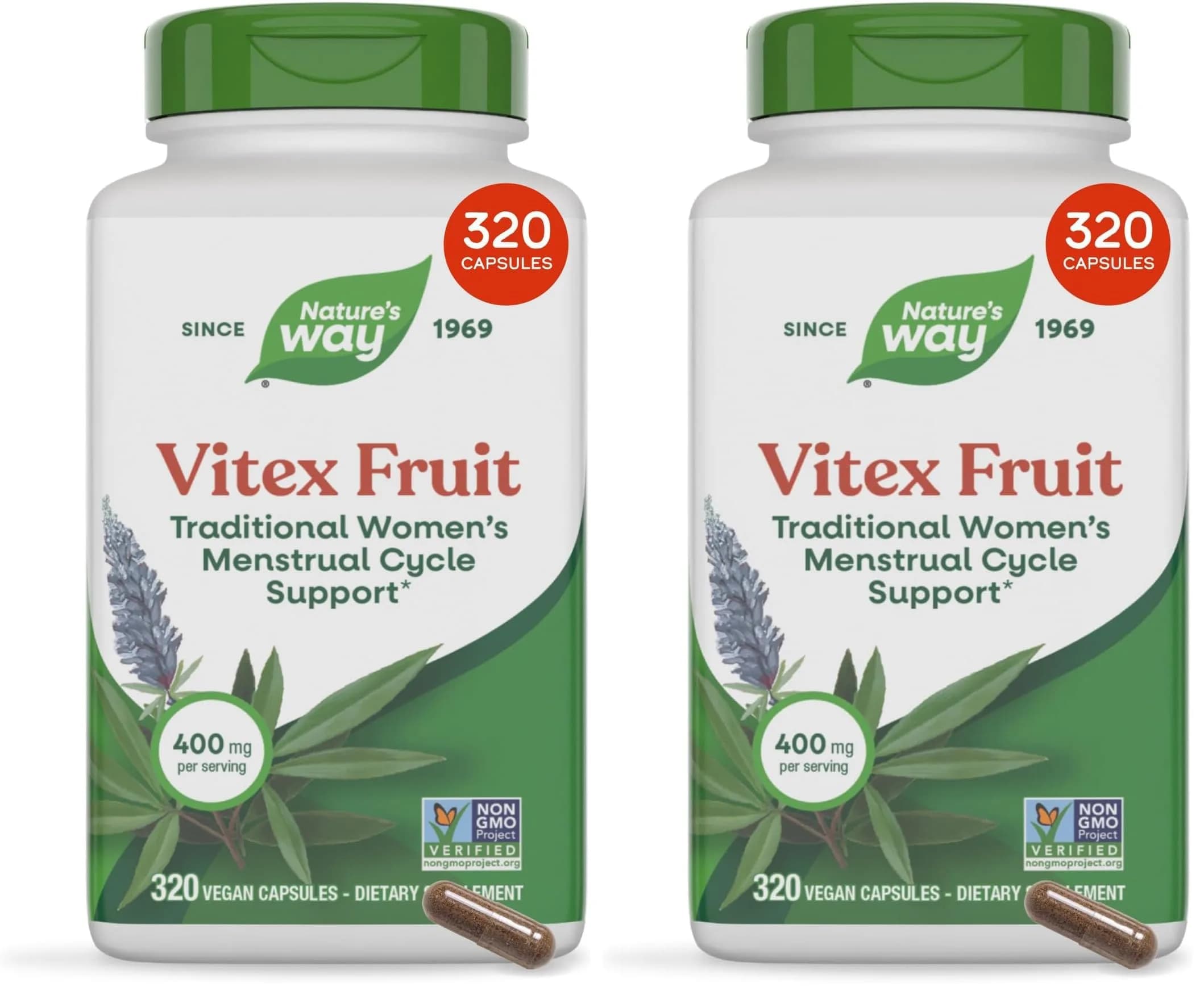 Nature's Way Vitex Fruit Capsules | 640 Count (320 Capsules x 2) Vegan Herbal Supplement
