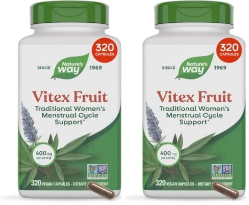 Nature's Way Vitex Fruit Capsules | 640 Count (320 Capsules x 2) Vegan Herbal Supplement thumbnail 1