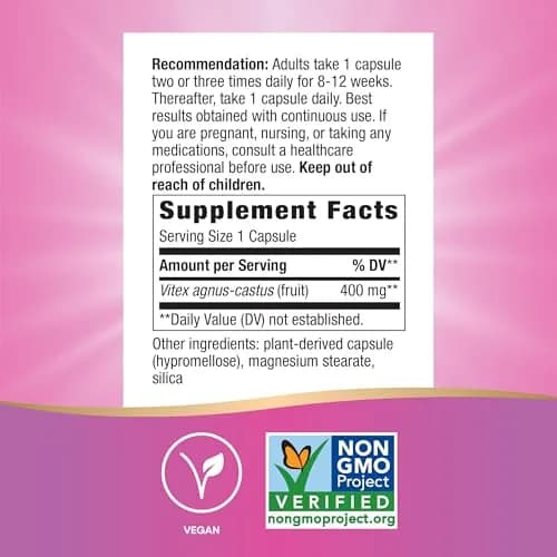 Nature's Way Vitex Fruit Capsules | 640 Count (320 Capsules x 2) Vegan Herbal Supplement thumbnail 5