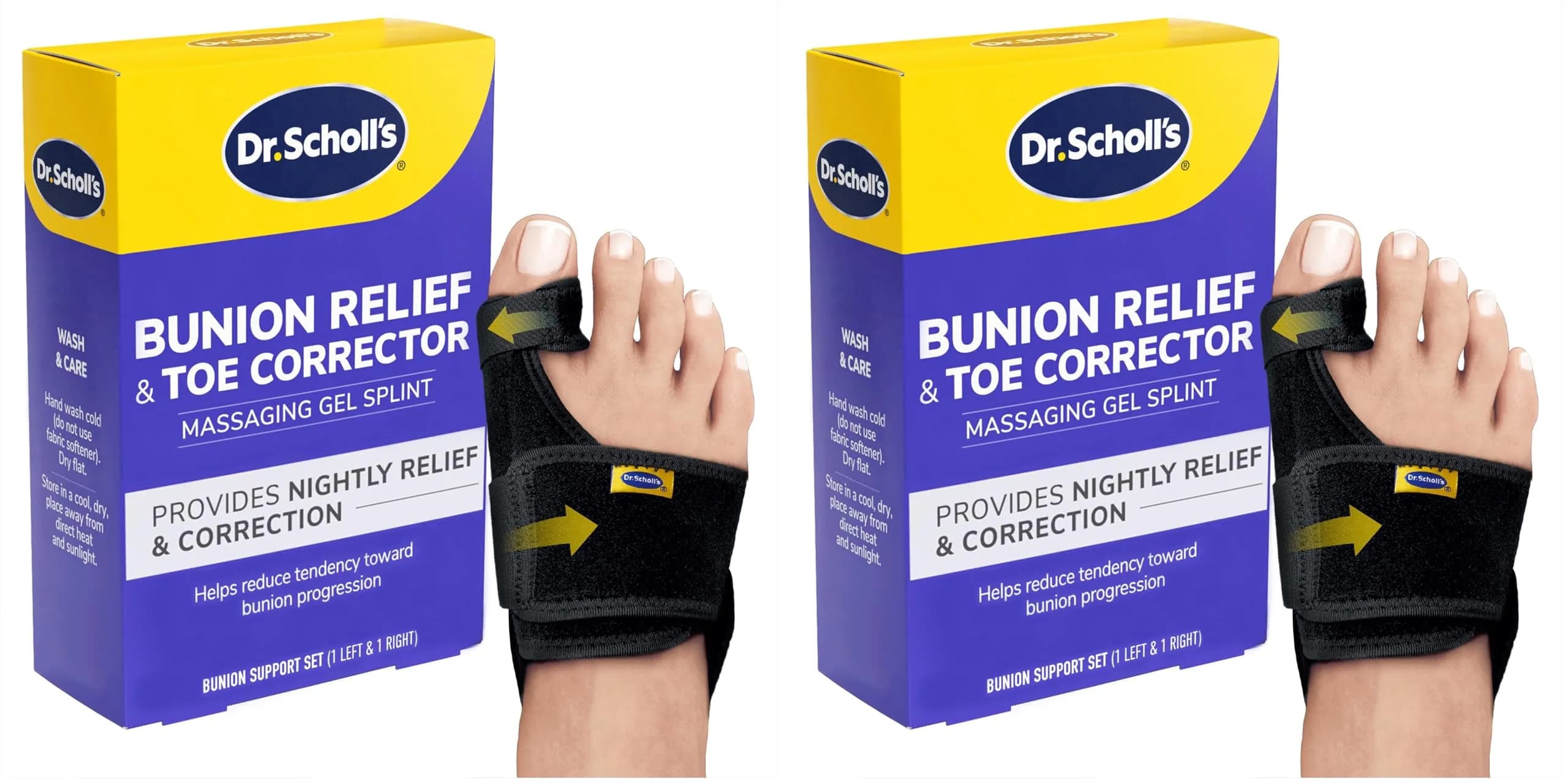 Dr. Scholl's Bunion Relief & Toe Corrector | Night Support for Bunion Pain Relief — Black