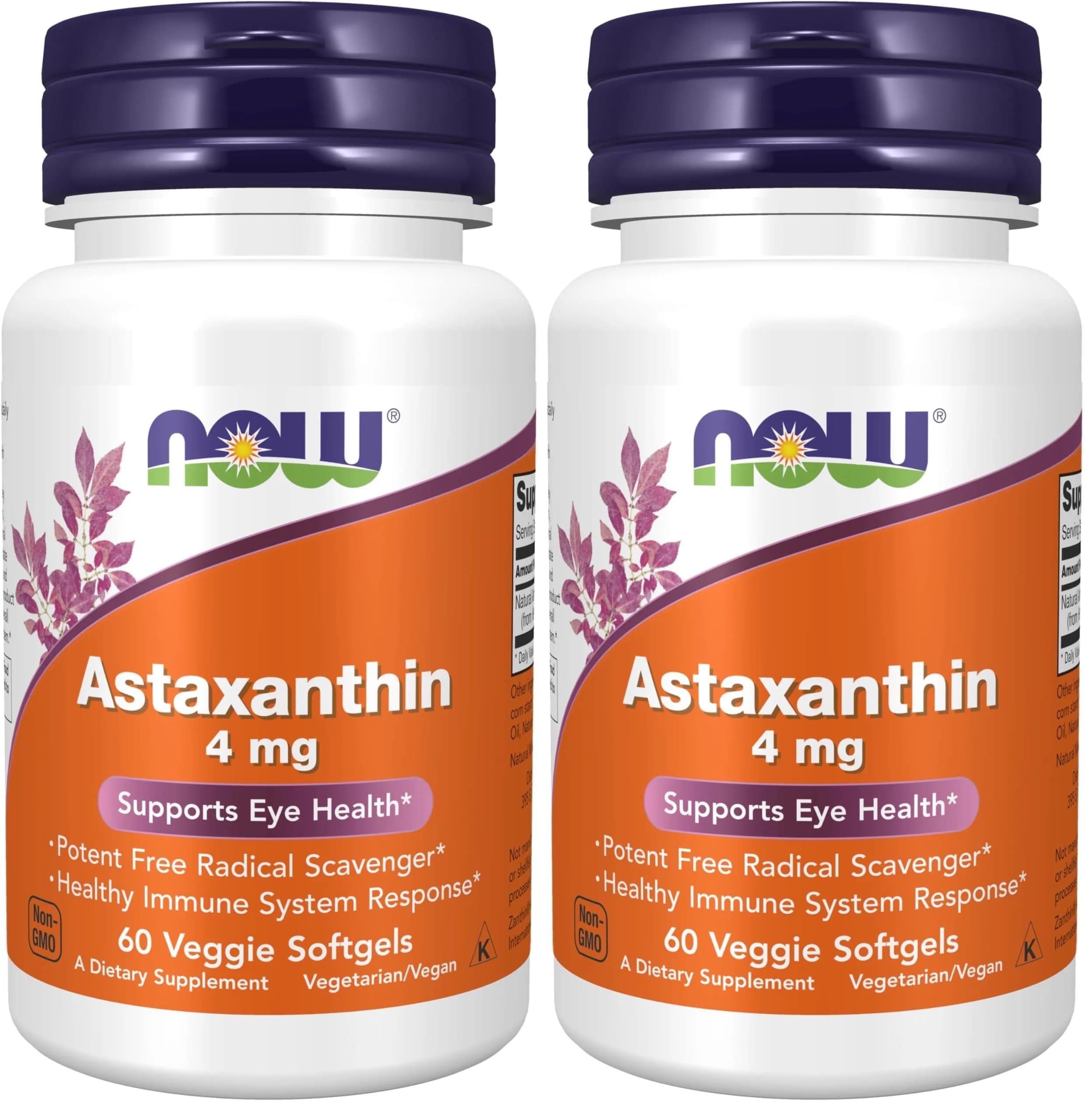 NOW Foods Astaxanthin 4 mg Veg Softgels 120 Count (Pack of 2) | Supports Eye Health & Immune Response — Café(carob Brown)