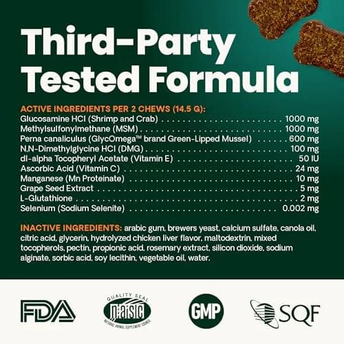 VetriScience Extra Strength Healthy Hip & Joint Chews for Dogs, GlycoFlex 3, 240 Chews (Pack of 2) | Advanced Joint Support for Mobility & Recovery thumbnail 8