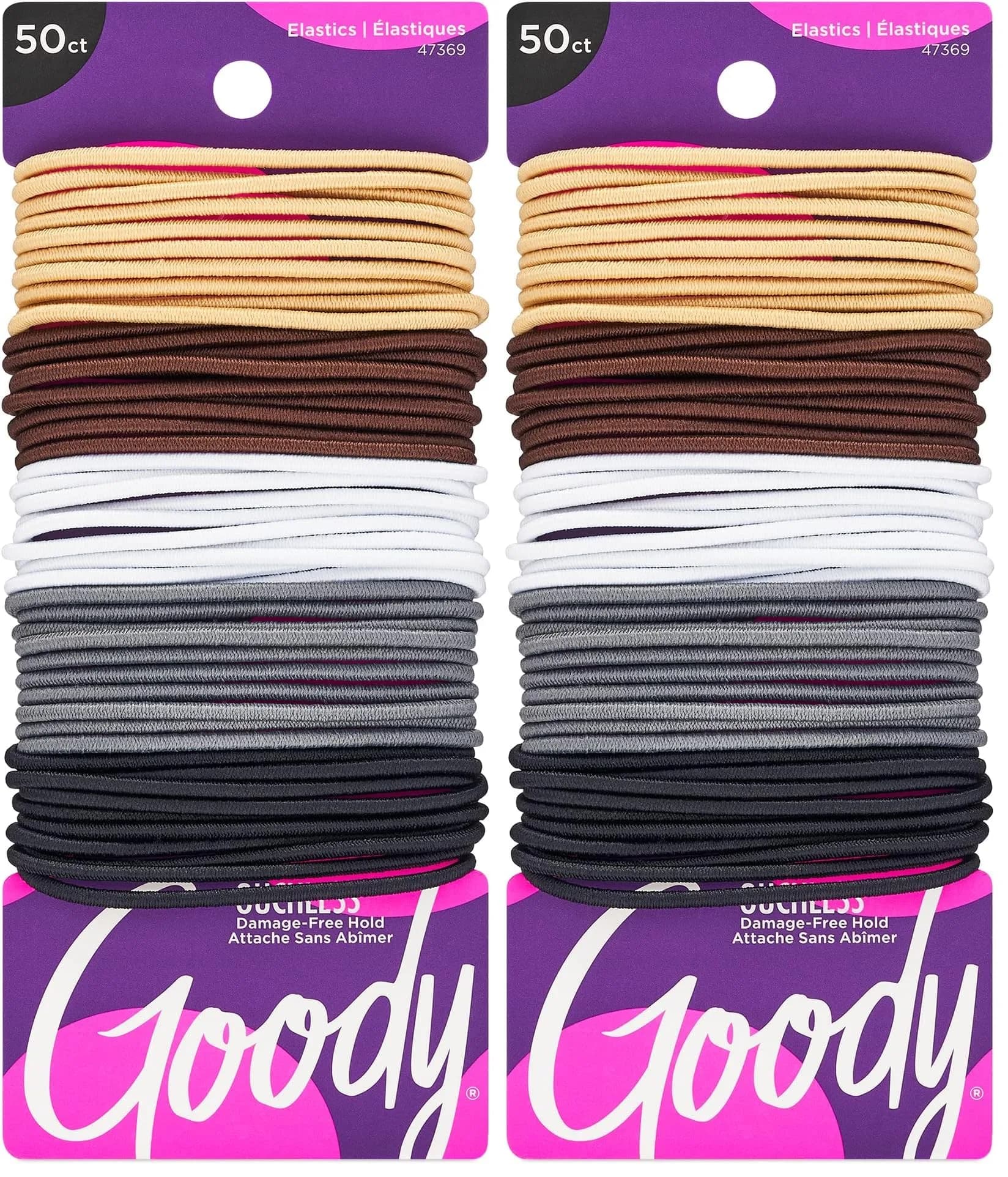 Goody Ouchless Elastic Hair Ties (100 Count, Assorted Neutrals) | Pain-Free Hair Accessories for Fine to Medium Hair