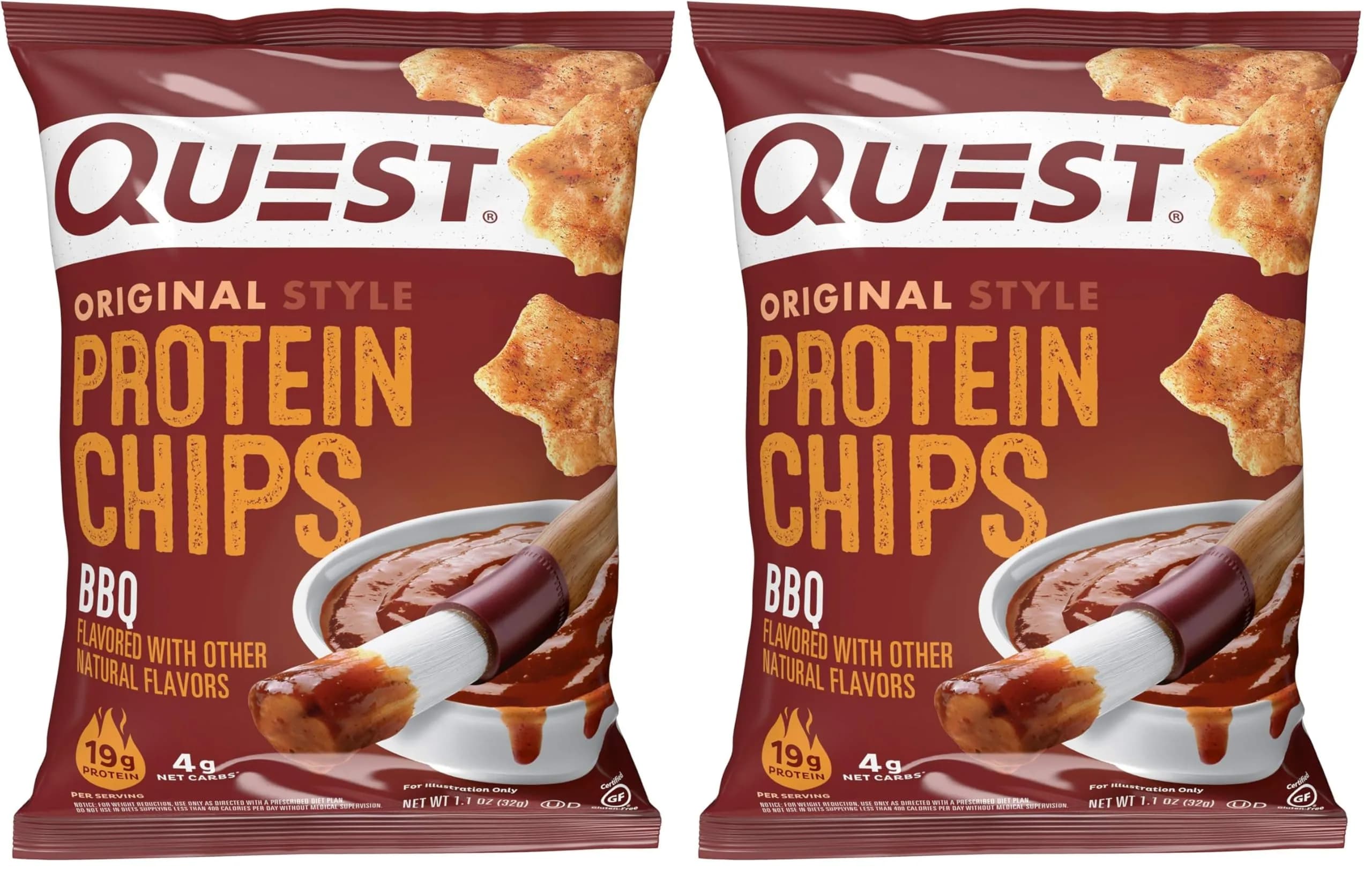 Quest Nutrition BBQ Protein Chips 19g Protein, 4g Net Carb, Gluten Free, 1.1 oz (Pack of 24) | Baked Protein Snack - main product image