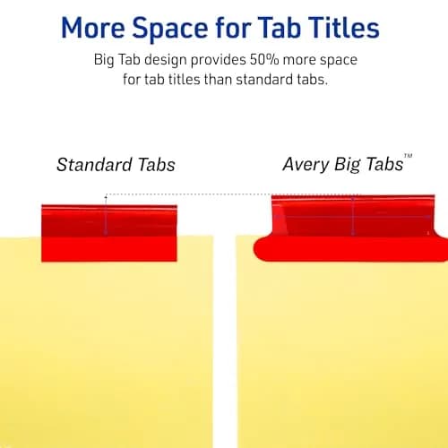 Avery Insertable Big Tab Binder Dividers, 16 Tabs (8 per set x 2 packs) | Multicolor, Gold-Reinforced Holes thumbnail 4