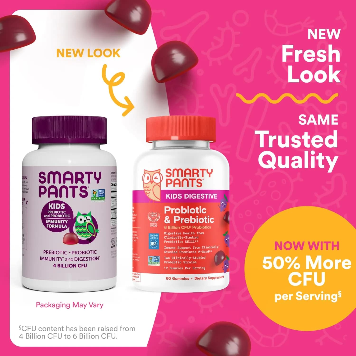 SmartyPants Kids Grape Probiotic + Prebiotic Gummies for Digestive & Immune Support, 60 Count thumbnail 2