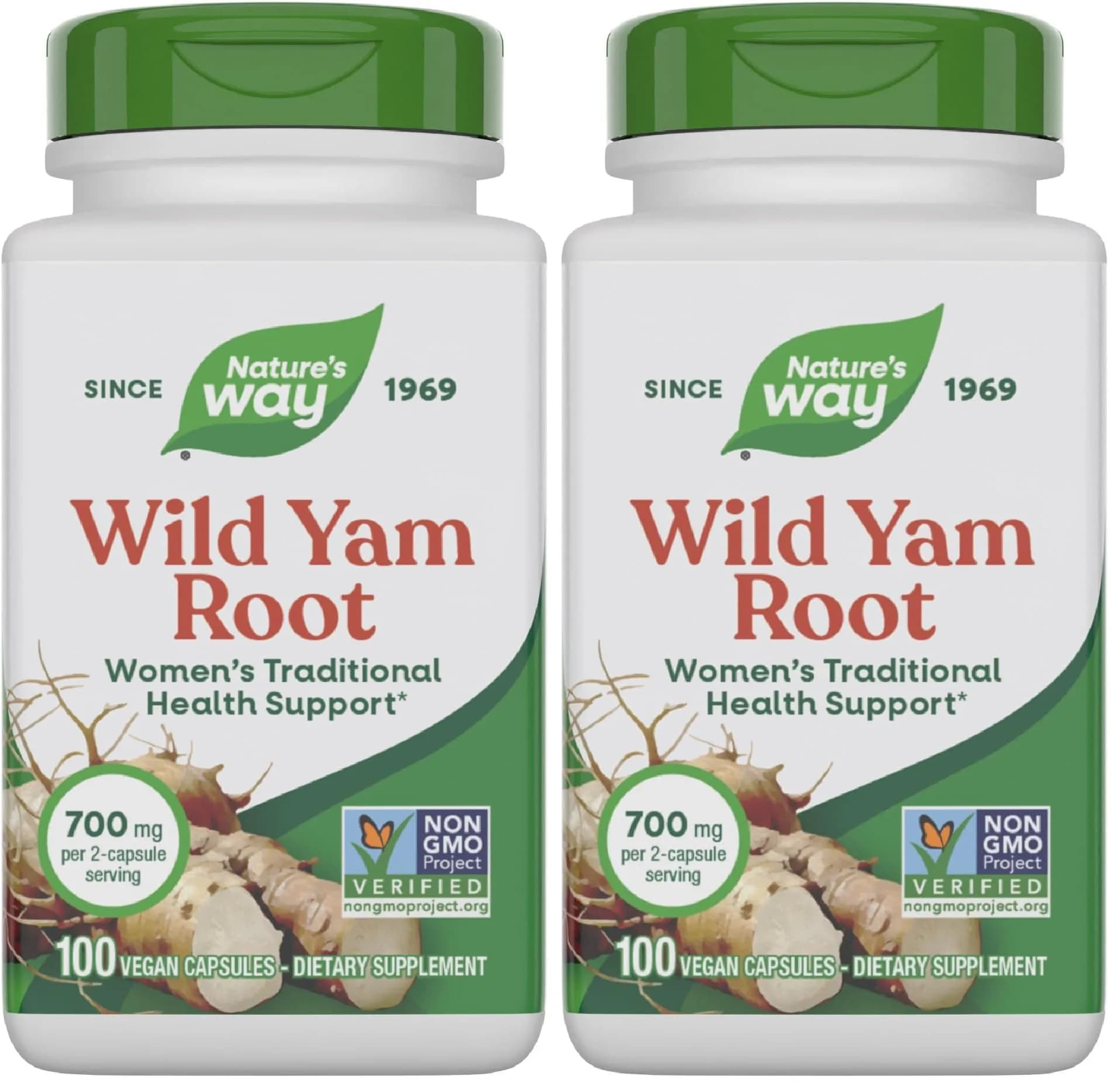 Nature's Way Wild Yam Root Capsules 700 mg per 2-Capsule Serving | Non-GMO Project Verified Vegan 100 Count (Pack of 2)
