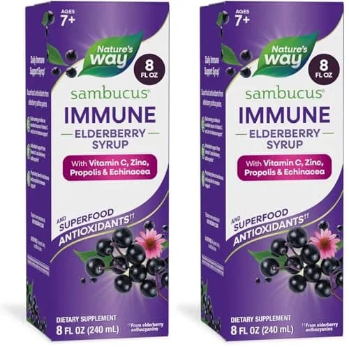 Nature's Way Sambucus Immune Elderberry Syrup 480ml (16 Fl Oz) | Daily Immune Support with Vitamin C & Zinc thumbnail 1