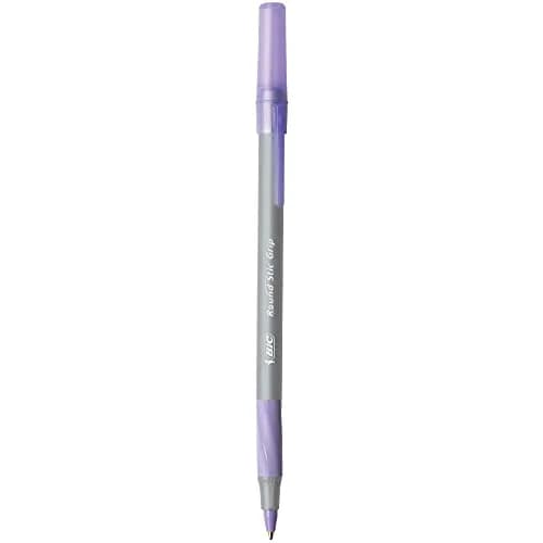 BIC Round Stic Grip Xtra Comfort Fashion Ball Point Pen Purple | 24 Pens (Pack of 2) thumbnail 2