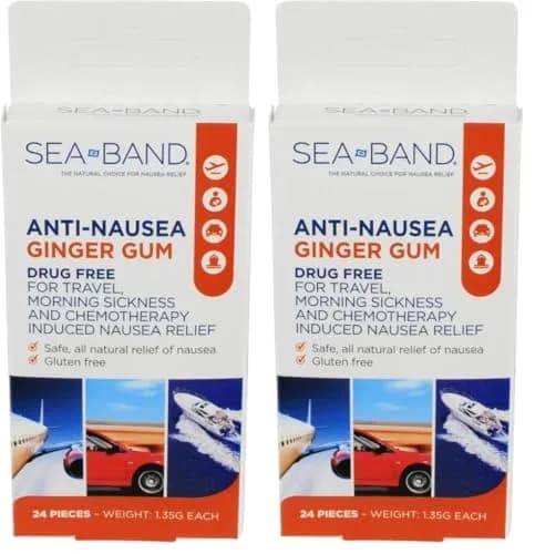 Sea-Band Anti-Nausea Ginger Gum for Motion & Morning Sickness | Fast-Acting, Natural Relief for Travel & Pregnancy thumbnail 1
